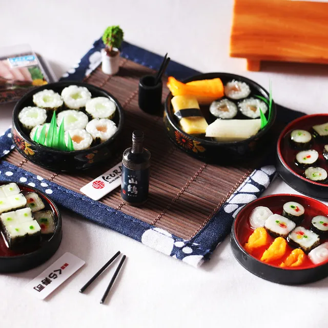1set Dollhouse Sushi Bento Plate Set Japanese Food Style Miniature Miniature Food Doll Accessories BJD Home Decor Decoration