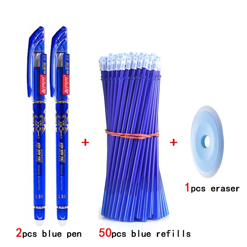 gel pens erasable neutral pens erasable pen refills erasable gel pens erasable pens gel pen refills 50+3pcs Erasable Pen Set 0.5mm Washable Handle Magic Erasable Gel Pen Refills Rod Blue Black Ink Students Kawaii Stationery