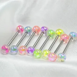 6PCS Shimmering Acrylic Tongue and Nipple Barbell Set (AB 6PCS)