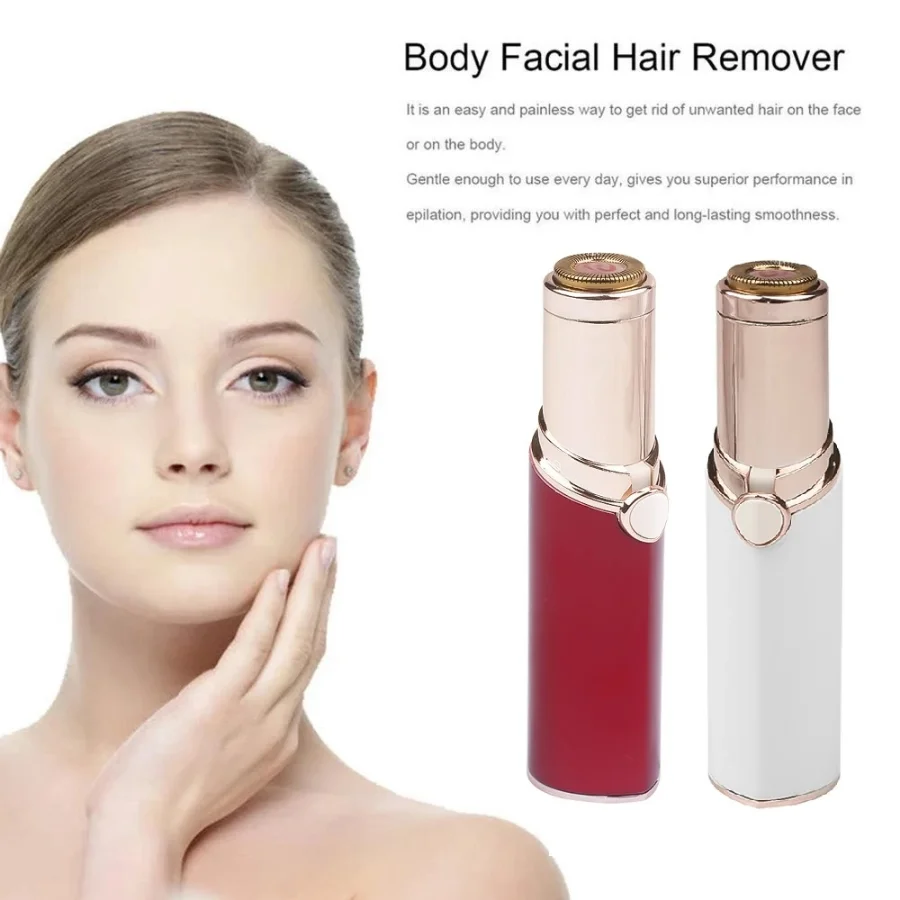 Portable Epilator Mini Face Hair Removal Electric Eyebrow Trimmer Lipstick Shaver Painless Body Eye Brow Razor Women Depilator 4