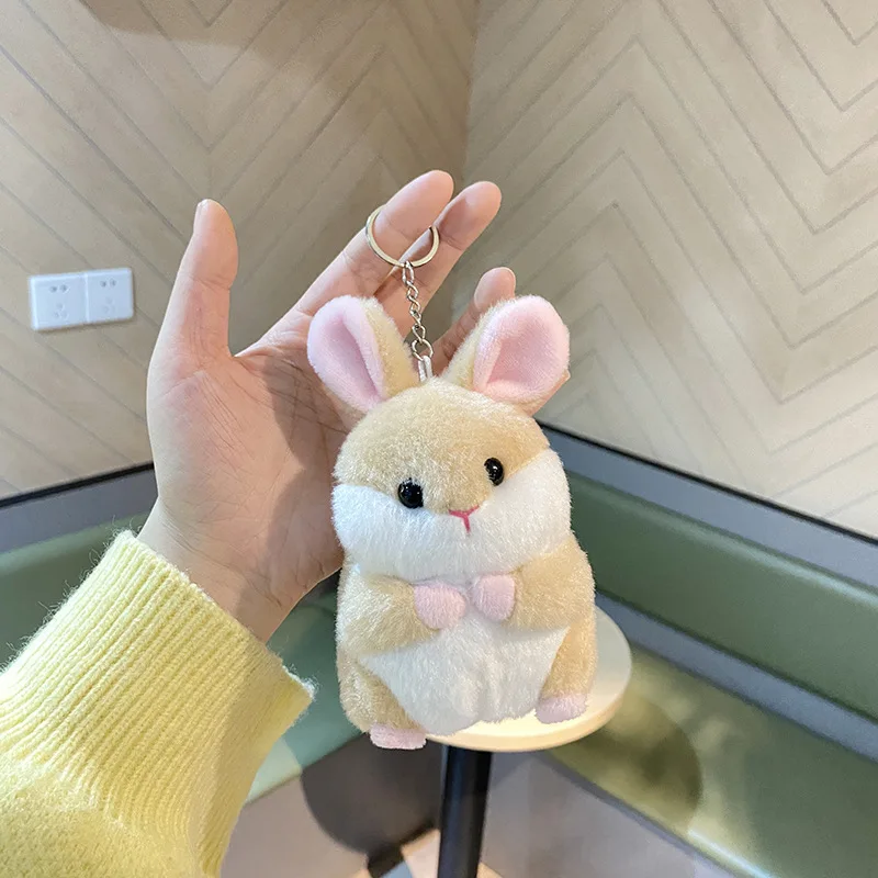 10CM 미니 푹신한 햄스터 키 체인 여자 여자 귀여운 pompom 토끼 열쇠 고리 가방에 자동차 악세사리 쥬얼리 웨딩 파티 어린이 장난감 선물