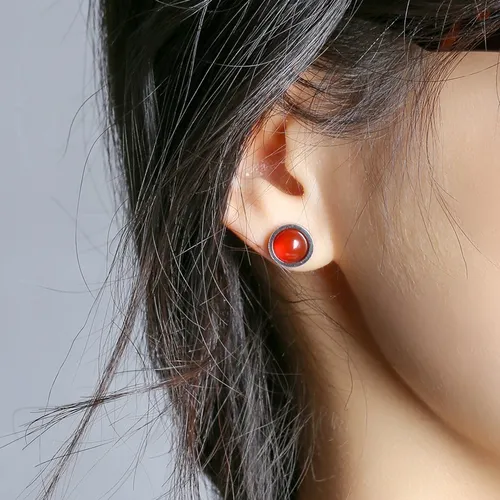 여성용 수제 사랑스러운 스터드 귀걸이, 더 나은 변화, 10mm 천연석 스터드 귀걸이, 패션 스테인레스 스틸 힐링 크리스탈 귀 쥬얼리 선물 2