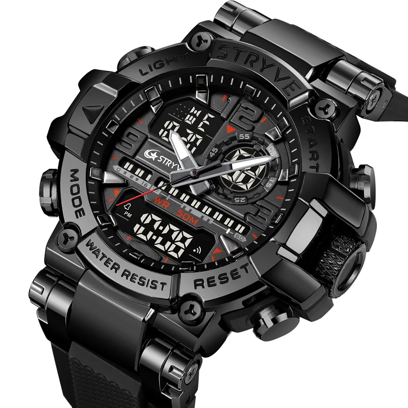 STRYVE Fashion Sports Men's Digital-Analog Dual Movement Waterproof Watch