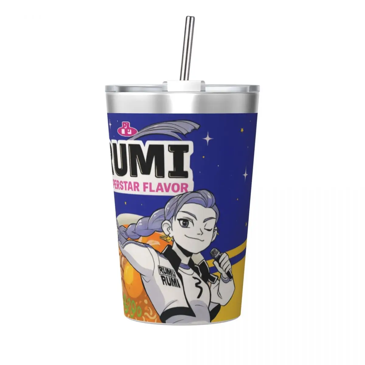 Kid's Kpop Demon Hunters Ramen Rumi Mugs Tumbler 12oz Stainless Steel Double Wall Vacuum Insulated Mug Cups With Straw