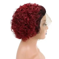 Perruque Lace Front Wig naturelle brésilienne ondulée, cheveux courts et bouclés, coupe Pixie, 13x1, perruque Bob transparente, pour femmes 2