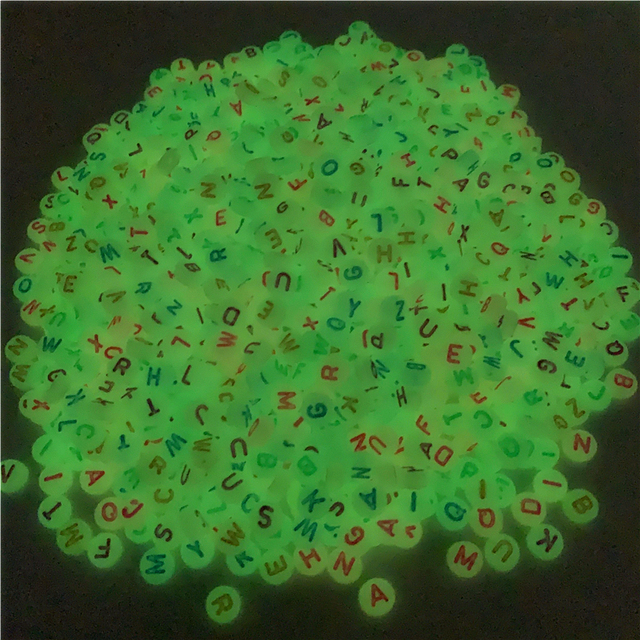 7mm Luminous Letter Beads Alphabet Acrylic Spaced Beads For Jewelry Making DIY Charms Bracelet Necklac
