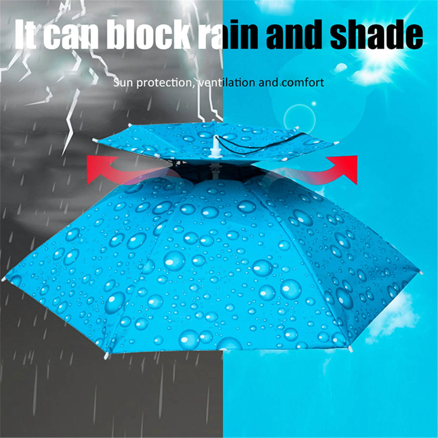 Compact Foldable Waterproof Outdoor Umbrella Hat – Army Green