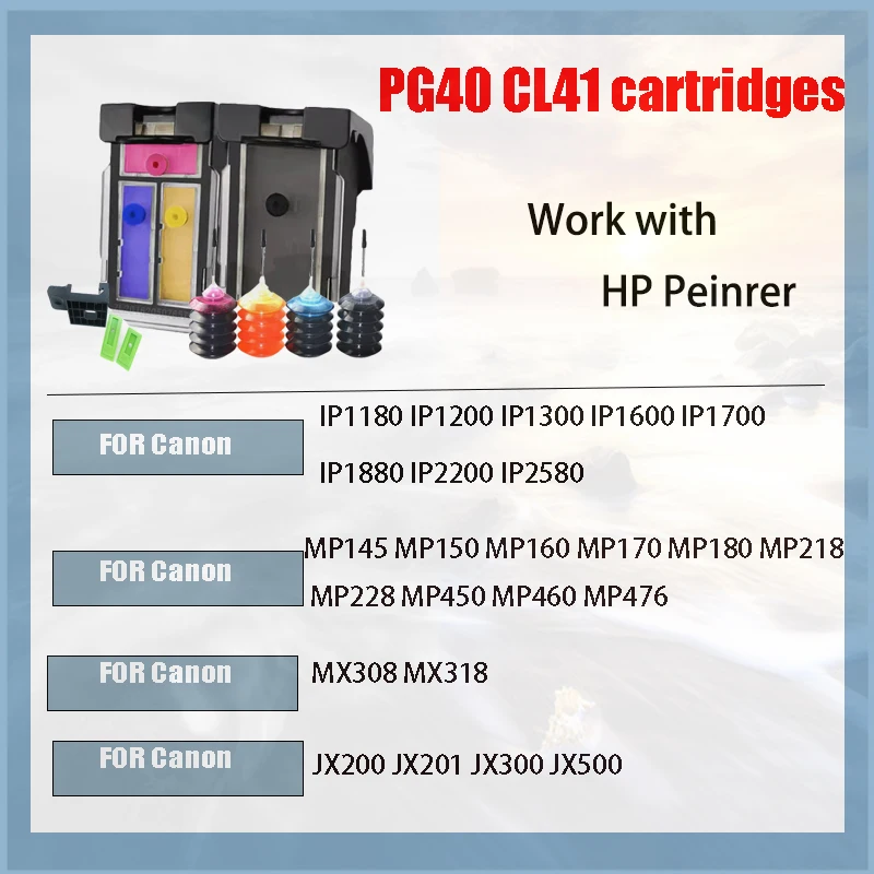 Vilaxh Refillable PG-40 CL-41 PG40 CL41 Ink Cartridge For Canon Pixma MP140 MP150 MP160 MP180 MP190 MP210 MP220 MP450 MP470 - 3
