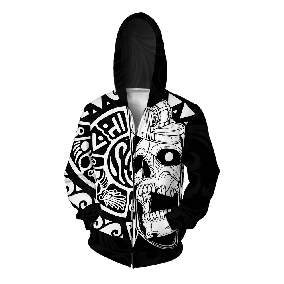 thumbnail image 1 of Sudadera con capucha de estilo nuevo de otoño, sudaderas cómodas de movimiento para hombres, sudaderas con capucha de moda con estampado de calaveras para hombres, sudaderas con cremallera y, 1 of 5