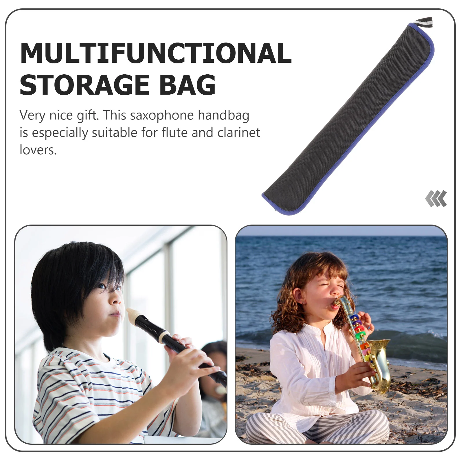 Black Oxford Flute Bag Durable Soft Padding Zipper Design Waterproof Dustproof Light Portable Recorder Case Musical