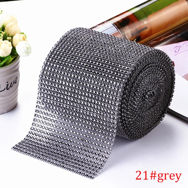 10-Yard Rhinestone Mesh Trim with 24 Rows for DIY Wedding and Party Decoration