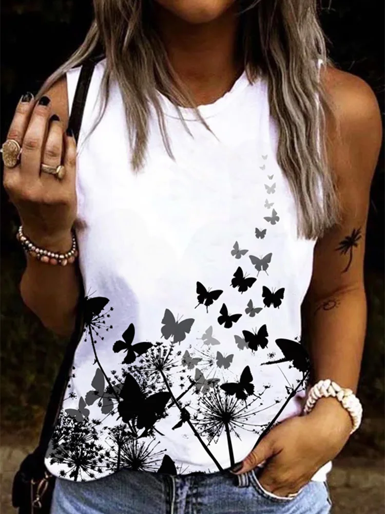Elegant Women's 3D Butterfly Pattern V-Neck Tank Top - Summer Wear main image 0