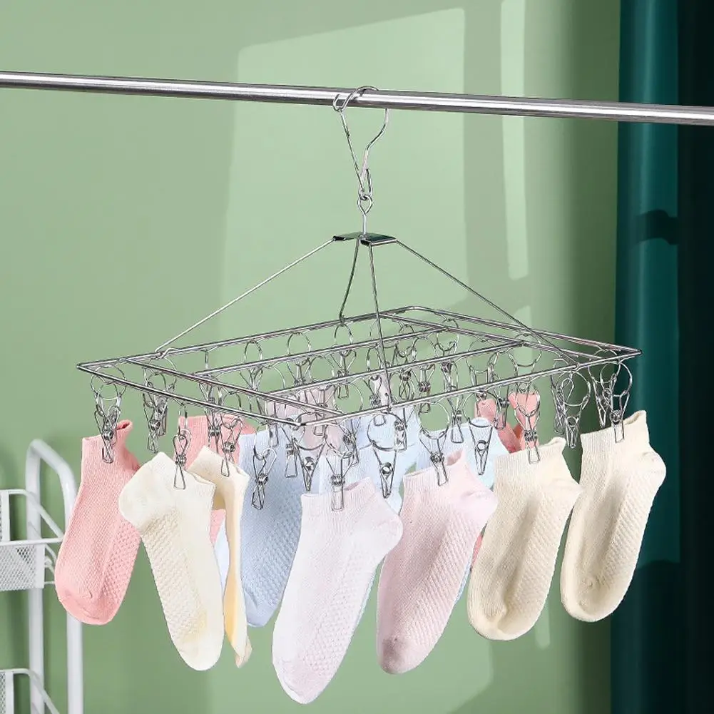 Steel Windproof Clothespin Laundry Hanger Clothesline Dryer Bra Towel Rack Clothes Airer Peg Hook Drying Sock P2i5 2