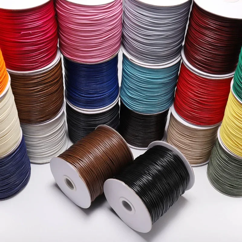 1 Roll 0.5mm 1mm 1.5mm 2mm Environmental Korean Waxed Polyester Cord Beading Thread Braided Rope String Jewelry Findings waxed cord