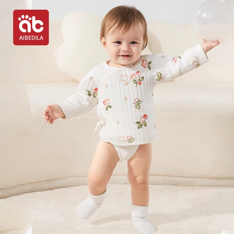AIBEDILA Baby Girl Long Sleeve T Shirt Cotton Autumn Winter Animal Print Hospital Newborn Clothing 0-3 Months Baby Boy Tops