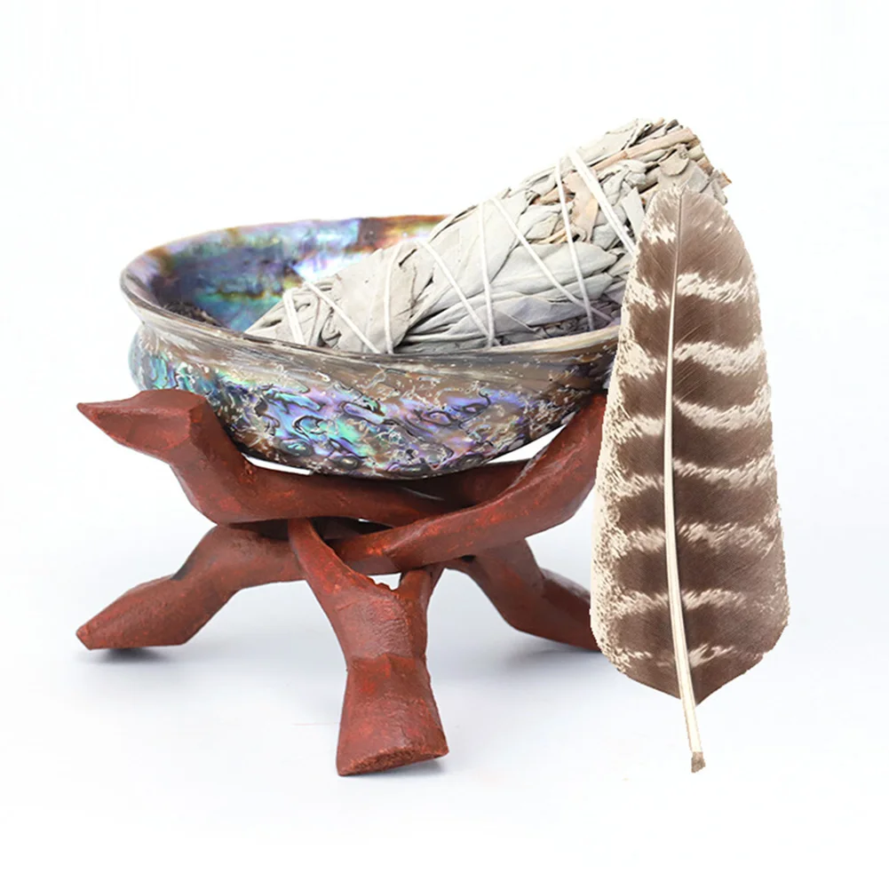 Abalone Shell Smudge Kit Wooden Tripod Stand Holder for White Sage Stick Room Purification Meditation Smoke Supplies Home Decora |