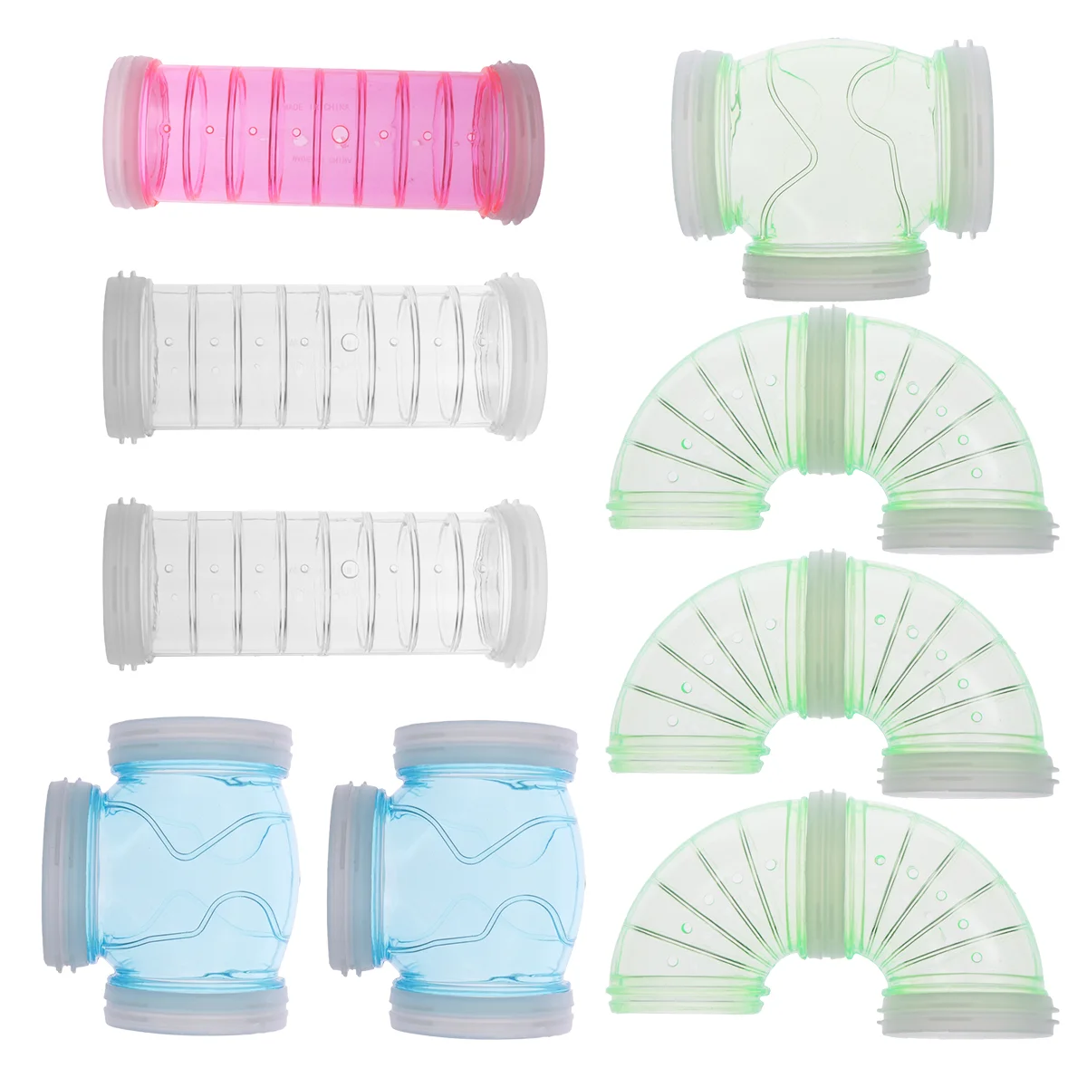9pcs Hamsters Cage External Sports Tube Hamster Pipe Plastic Tunnel
