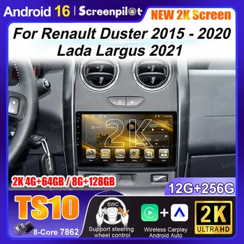 Android 16 per Renault Duster 2015-2020 e Lada Largus 2021, Navigazione GPS, Autoradio 2K DVD, Dash Cam HDR