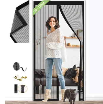 Moustiquaire porte rideau écran aimants maille fenêtre magnétique fermeture automatique rideaux Anti mouche insectes mouche de sable moustiques Canv 1