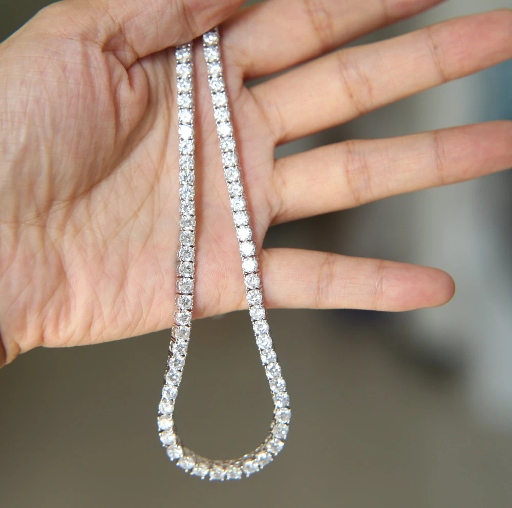 Hip Hop Punk Designer 3-6MM Iced Out Tennis Necklace for Women Men 14K White gold Filled Wedding Jewelry With 40 - 60 CM 2