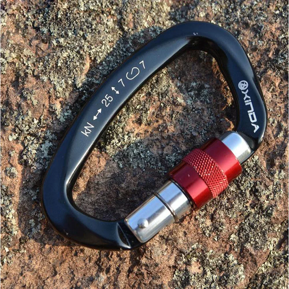 25KN Climbing Carabiner Climbing Buckle D Shaped Mountaineering Rock Climbing Safety Lock