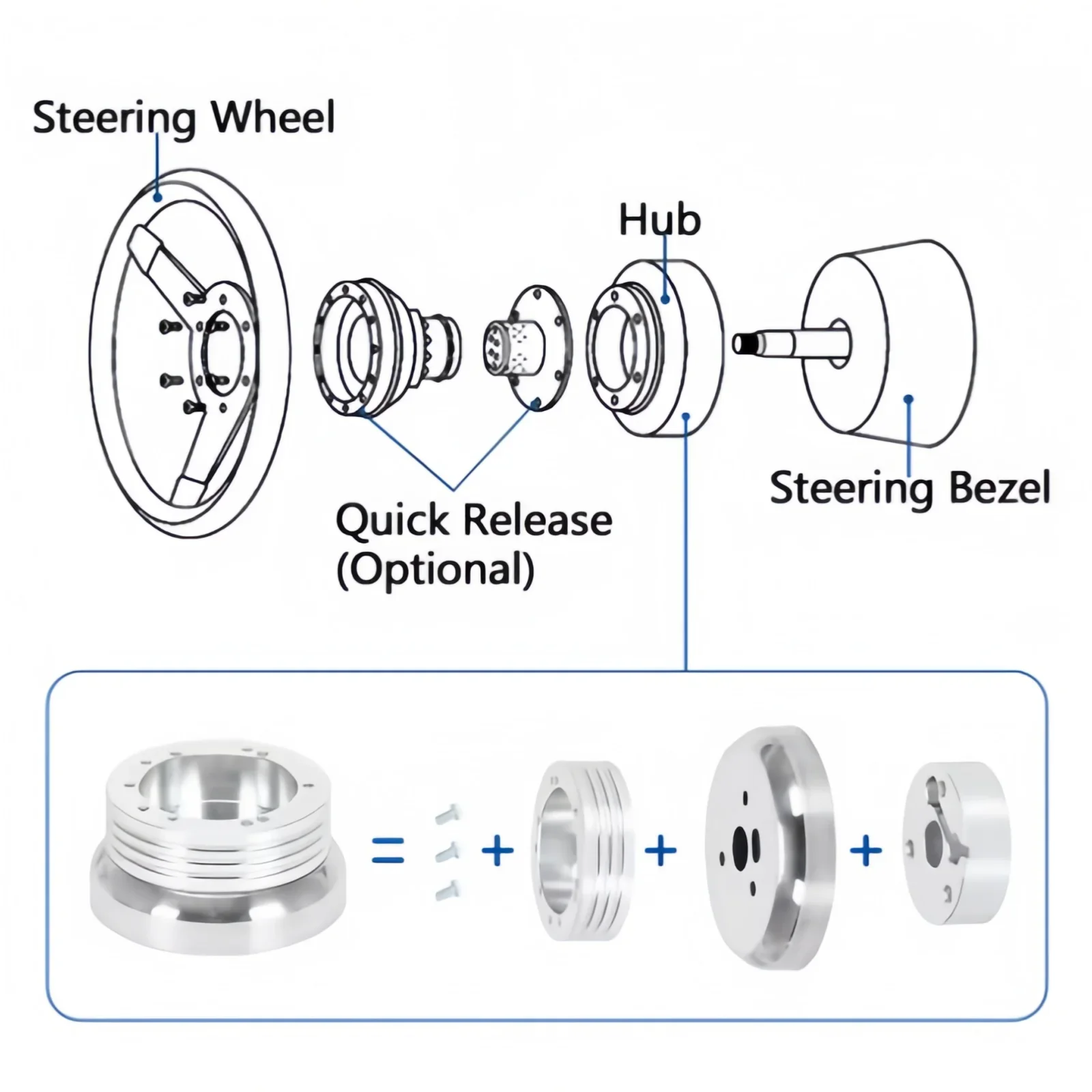 5 & 6 Hole Steering Wheel Hub Adapter - Short Hub Connector For Chevrolet, GMC, Pontiac
