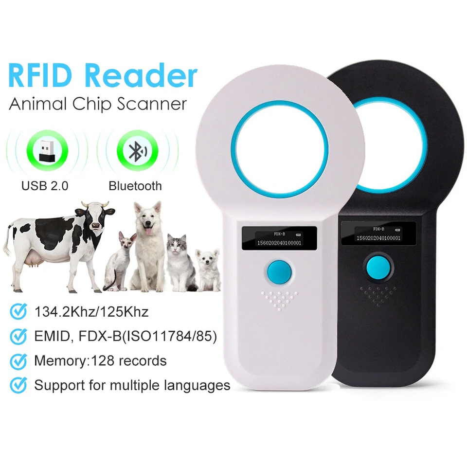 Microchip Scanner Pet Handheld Animal Chip Reader Portable Rfid