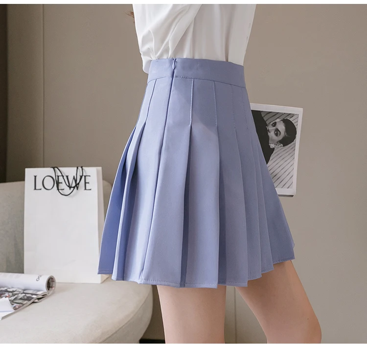 Shintime Women Sweet High Waist Pleated Skirt Girls Harajuku Mini Skirts Lady 2021 Summer Slim Short School Uniform Skirt Womens satin midi skirt