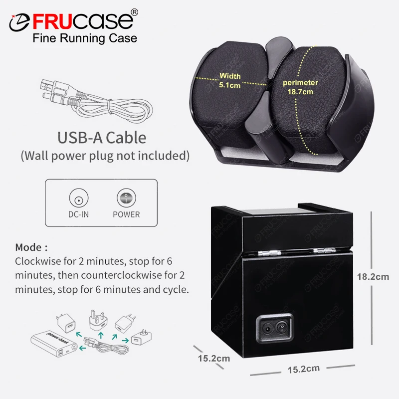 Double Watch Winder Automatic Watches Watch Box USB Charging 2+0 Battery Option FRUCASE