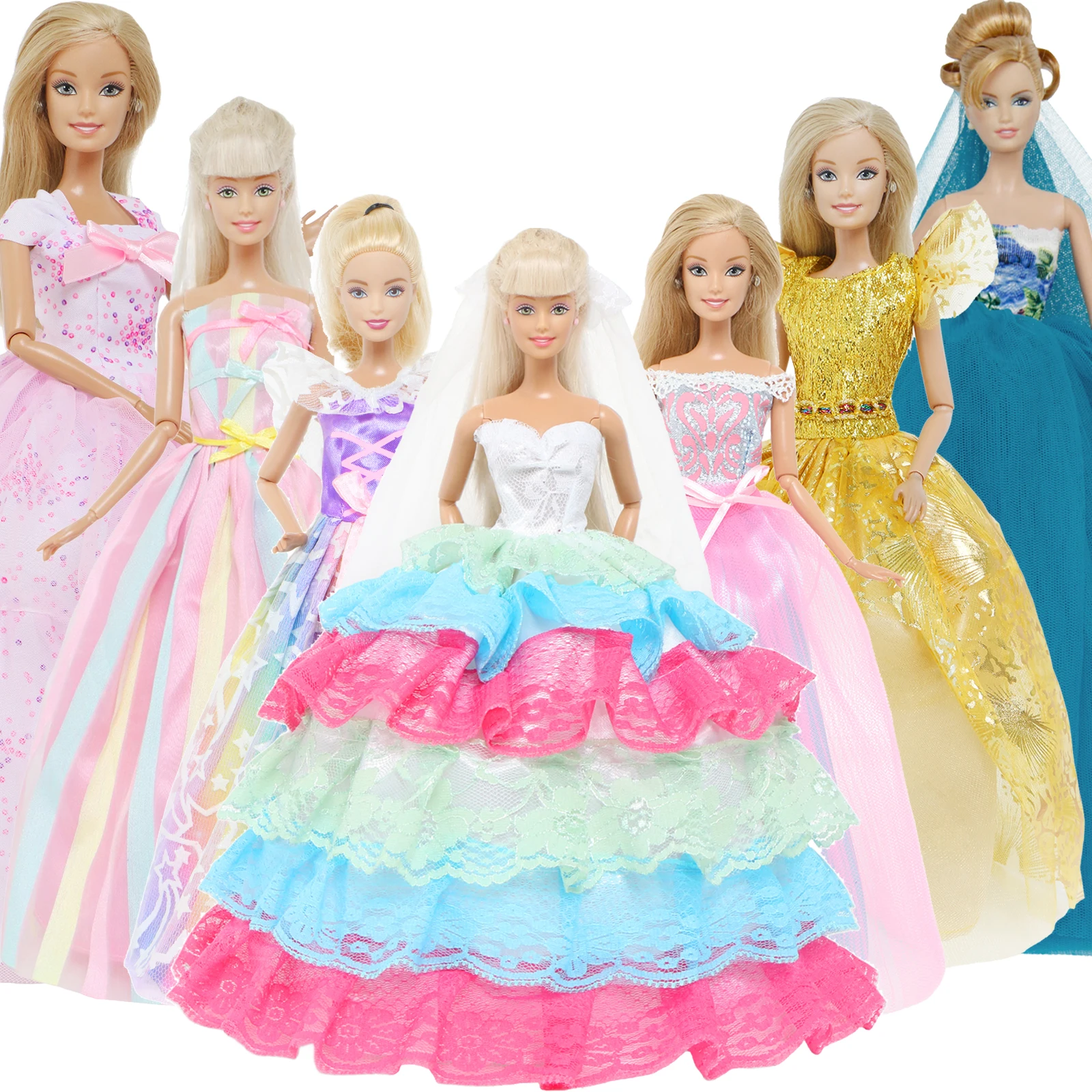 Doll Accessories Doll Clothes 1x Wedding Party Dress Lace Gown Evening Party Princess Skirt Veil Clothes For Barbie Doll Accessories Kids Toys