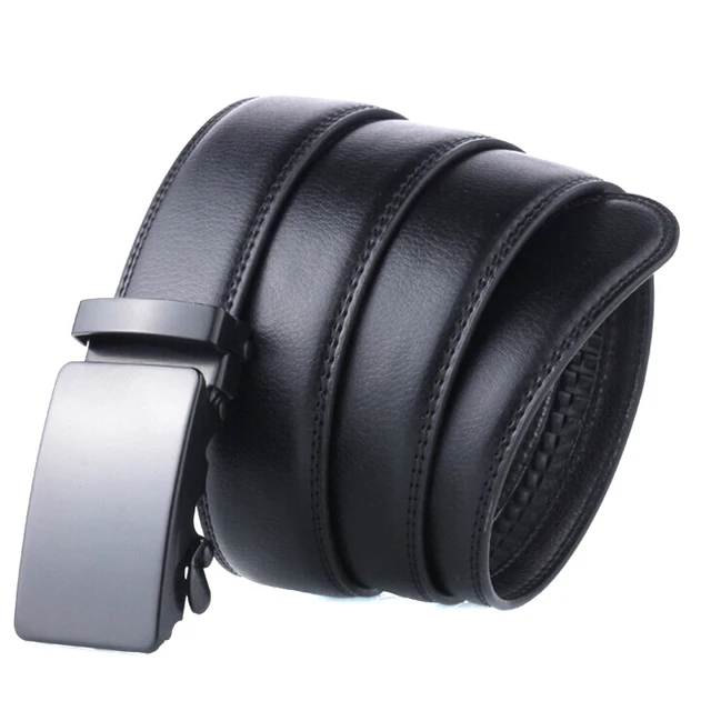 Men's Leather Belt Metal Automatic Buckle Brand High Quality Luxury Belt  For Men Famous Work Business Black Cowskin Strap - Temu United Arab Emirates