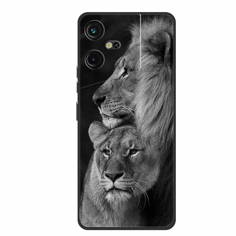 Luxury Soft Silicone TPU Phone Back Cover with Animal Wolf Design