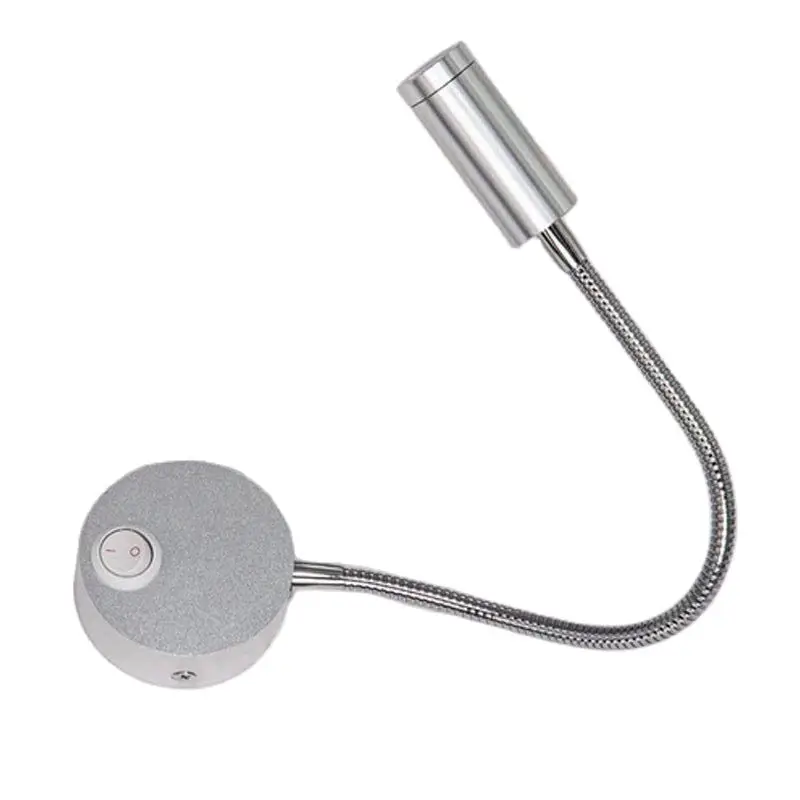 

Reading Lights Silver, Flexible Gooseneck Lamp LED 3W 3000K Wall Mounted 240V With Switch For Bedrooms Living Room Indoor