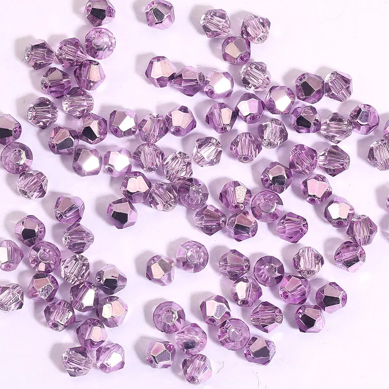 100Pcs 4MM Faceted Crystal Glass Bicone Beads for Jewelry Making and DIY Crafts