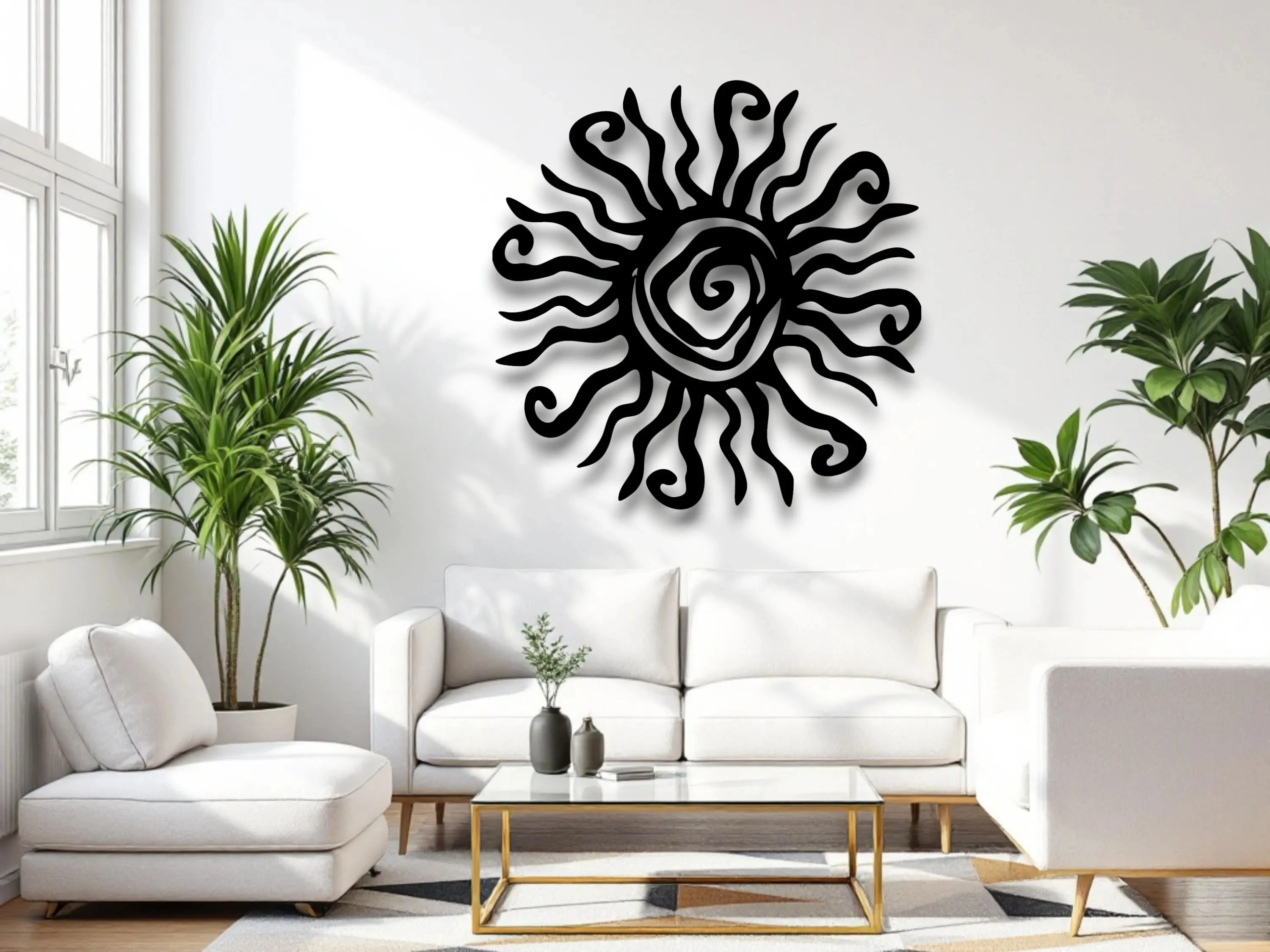 Whimsical Spiral Sun Patio Decor Metal Wall Art 3