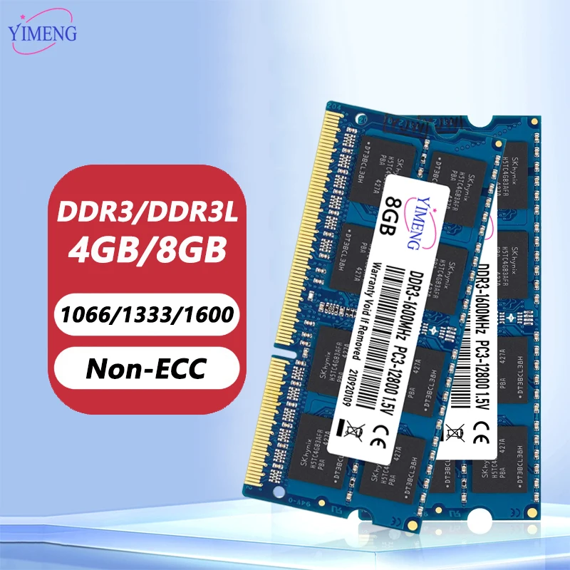 thumbnail image 1 of DDR3 DDR3L 4GB 8GB Laptop Memory Ram PC3 1.5V 1066 1333 1600Mhz PC3L 1.35V 8500 10600 12800 204Pin Non-ECC Sodimm Memories Ram, 1 of 4