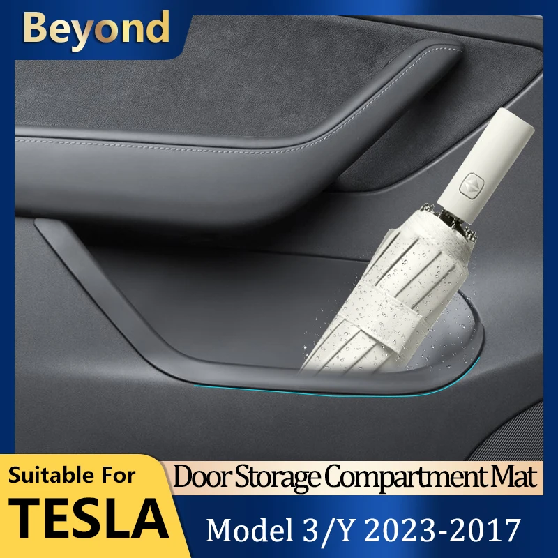 

Model 3 Car Front Rear Door Slot Storage Box For Tesla Model Y 2023 Silica Gel Storage Organizer Protective Interior Accessories