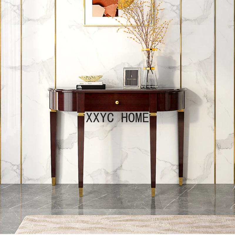 

American Light Luxury Solid Wood Console Tables European Entrance Cabinet Simple Post-Modern Console