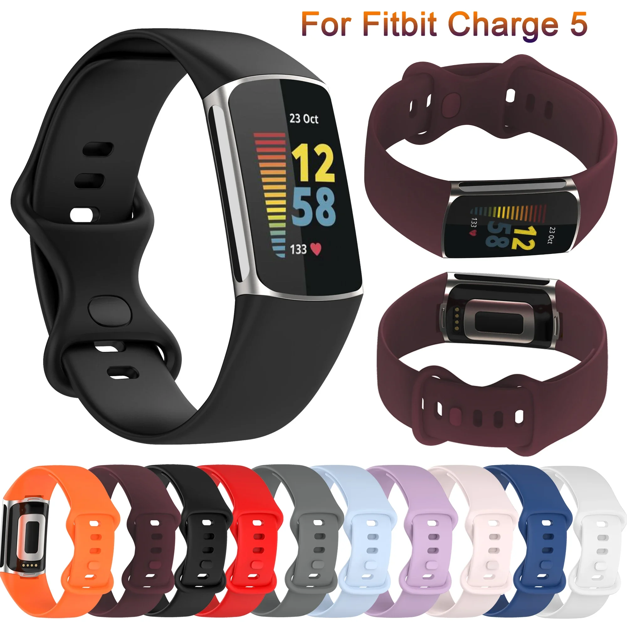 

Smart Watch Soft Silicone Band Straps For Fitbit Charge 5 6 Watch Band Replacement Sport Strap Wrist Bracelet Accessories Correa