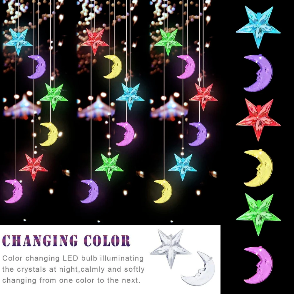

Garden Landscaping Wind Chime Outdoor Decor Solar Wind Chime Lights Hanging Star and Moon Solar Wind Chimes Lamp