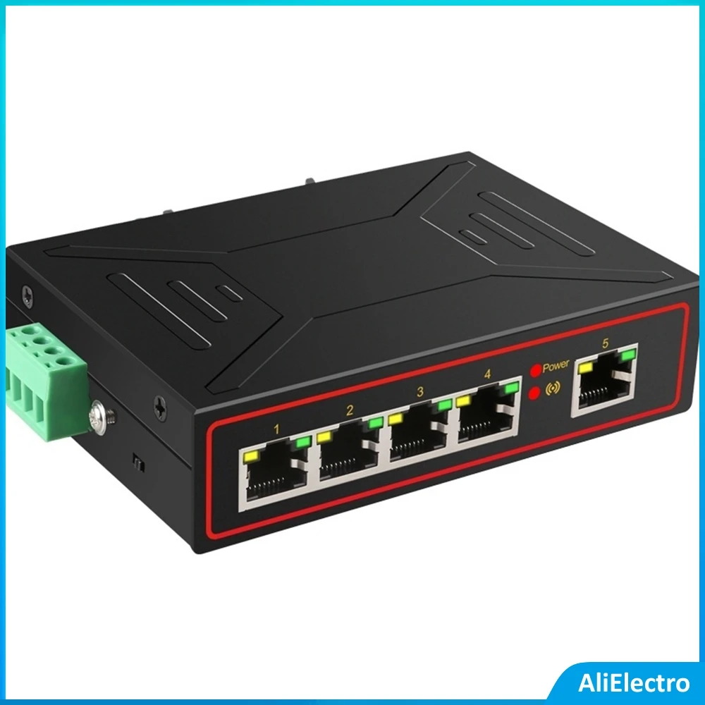 

5 портов, промышленный металлический стандартный переключатель Ethernet 10/100 Мбит/с, Rj45, усиление сигнала, сетевой коммутатор Vlan