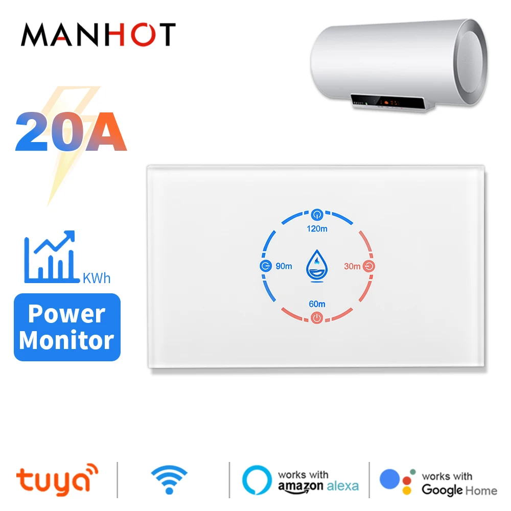 Tuya WiFi หม้อไอน้ําสวิทช์ 4400W US มาตรฐานสมาร์ทเครื่องทําน้ําอุ่นอิสราเอลสวิทช์ Smart Life App Control ทํางานร่วมกับ Alexa Google Home 1