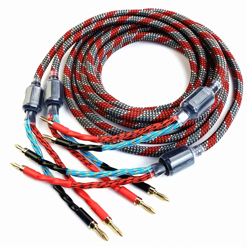 Pair Hifi Audio Speaker Cable Banana Plug Oxygenfree Copper