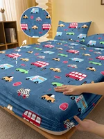 1 cartoon fun printed matte Fitted Sheet, bedroom printed bed cover, bedding (excluding pillowcases) 1