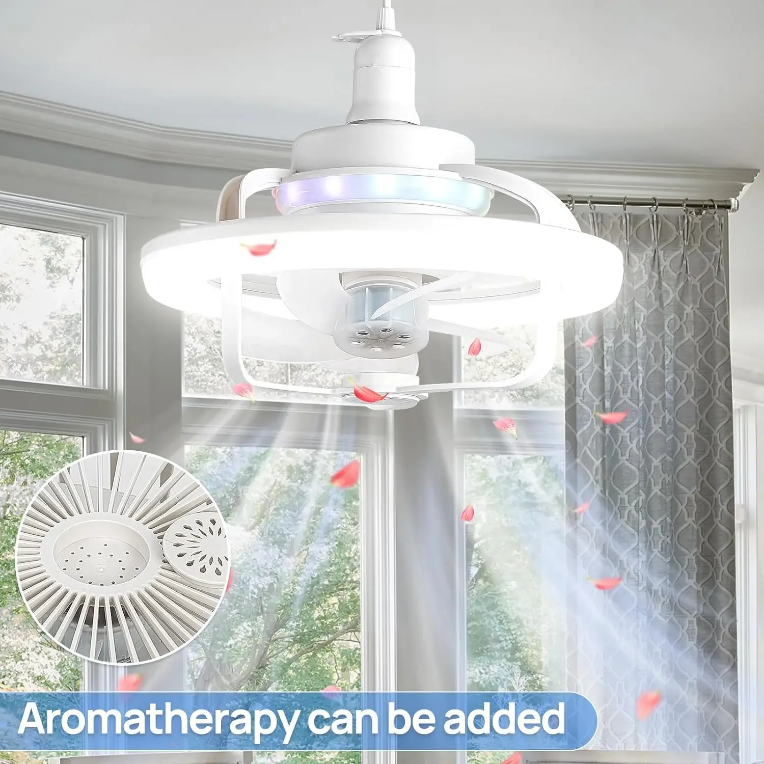 LED Ceiling Fan Lights LED Fan Light E27 Ceiling Fan Bulb LED Light Remote Control Chandelier RGB Color Dimmable Ventillator Lamp Home Lighting