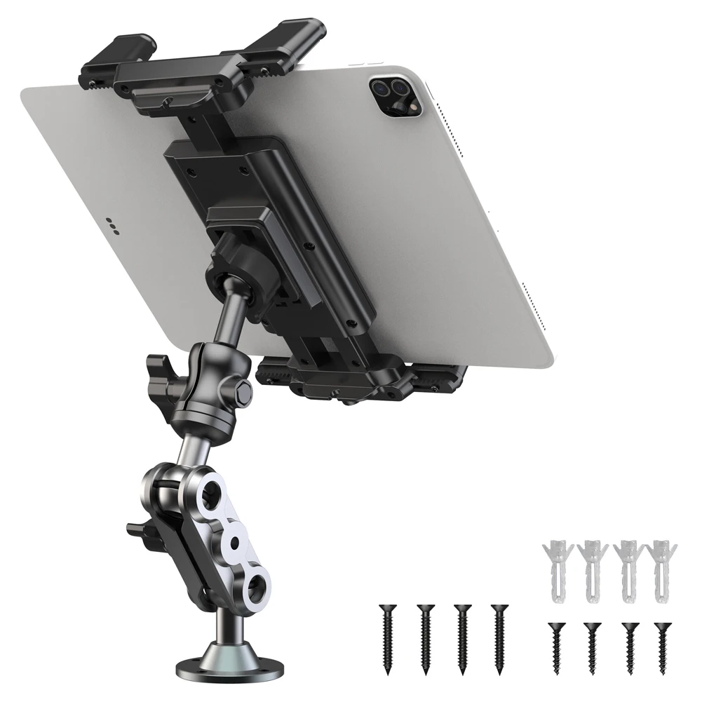 Aluminum Drill Base Phone Rack Anti-Slip 2-Stage Phone Stand Wear Resist Car Dashboard Phone Mount for Car Bike Boats Trucks