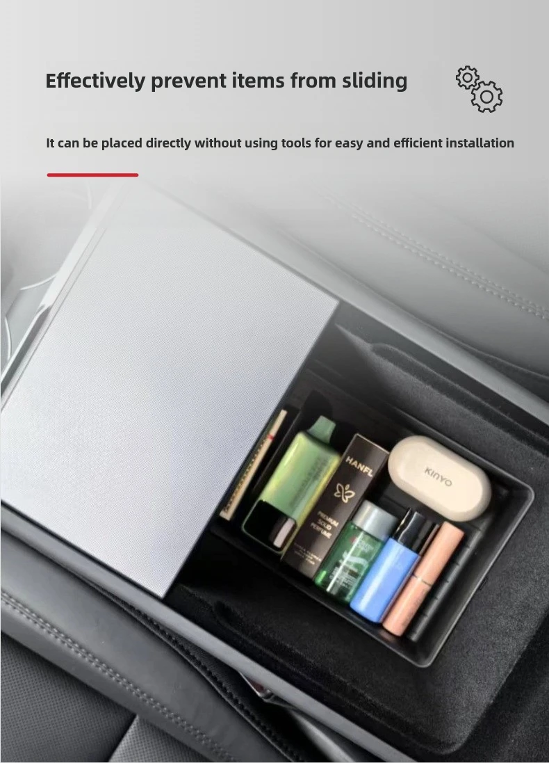 For Tesla Model Y Juniper 2025 Center Console Storage Organizer Box Tray Model 3 Highland 2024 Armrest Box Hidden Accessories