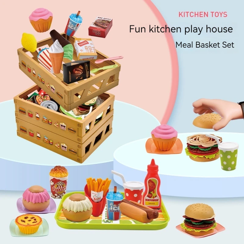 

Children's Play House Kitchen Can Receive Simulated Dessert Cake Pizza Food Boy And Girl Birthday Gift Simulation Camping Toys.