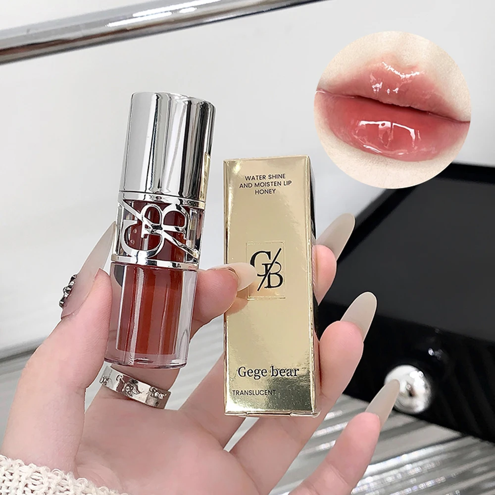 Gege Bear Glittering Mirror Lip Glaze Watery Shimmering Light Lip Gloss Makeup 8 Colors Hydrating Moisturizing Long Lasting
