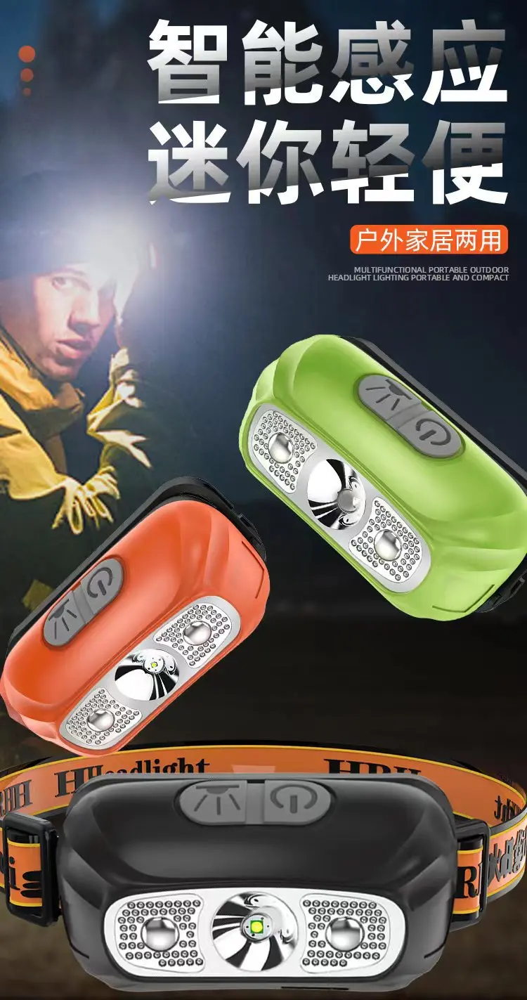 Description Picture 4 of itemStrong light head-mounted flashlight long endurance outdoor multi-functional led miner's lamp induction headlight